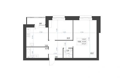 2-КОМНАТНАЯ, 67.21 М²