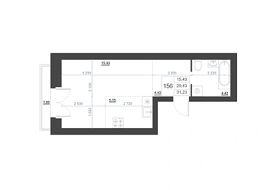 СТУДИЯ, 31.23 М²