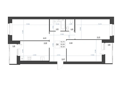 3-КОМНАТНАЯ, 90.36 М²