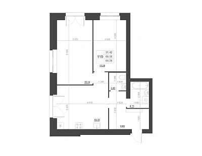 2-КОМНАТНАЯ, 66.06 М²