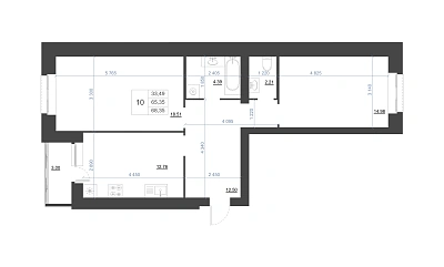 2-КОМНАТНАЯ, 68.35 М²