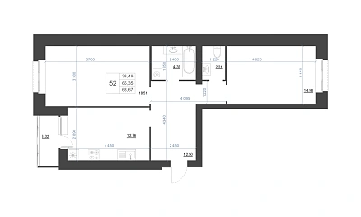 2-КОМНАТНАЯ, 68.67 М²