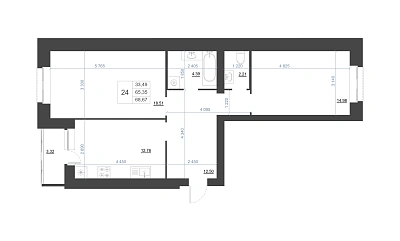 2-КОМНАТНАЯ, 68.67 М²