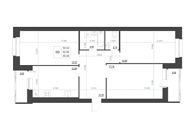 3-КОМНАТНАЯ, 90.38 М²
