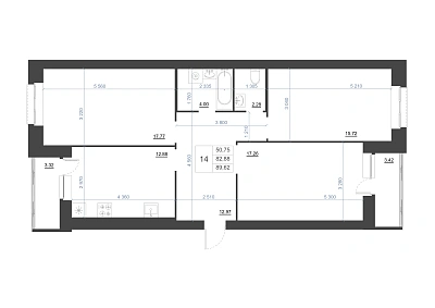 3-КОМНАТНАЯ, 89.62 М²