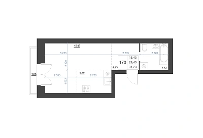 СТУДИЯ, 31.23 М²