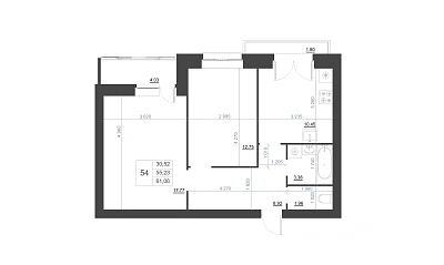 2-КОМНАТНАЯ, 61.06 М²