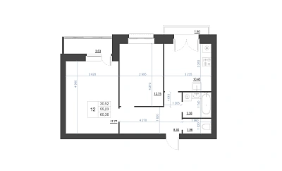 2-КОМНАТНАЯ, 60.36 М²